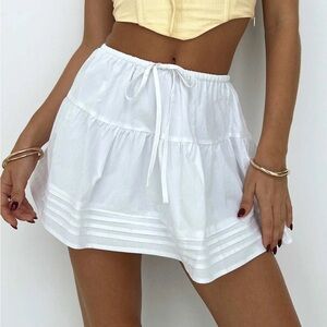 Princess Polly Brookson White Drawstring Mini Skirt